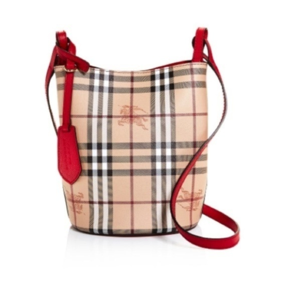 Burberry Handbags - NEW Burberry Bucket Leather Haymarket bag REVERSIB